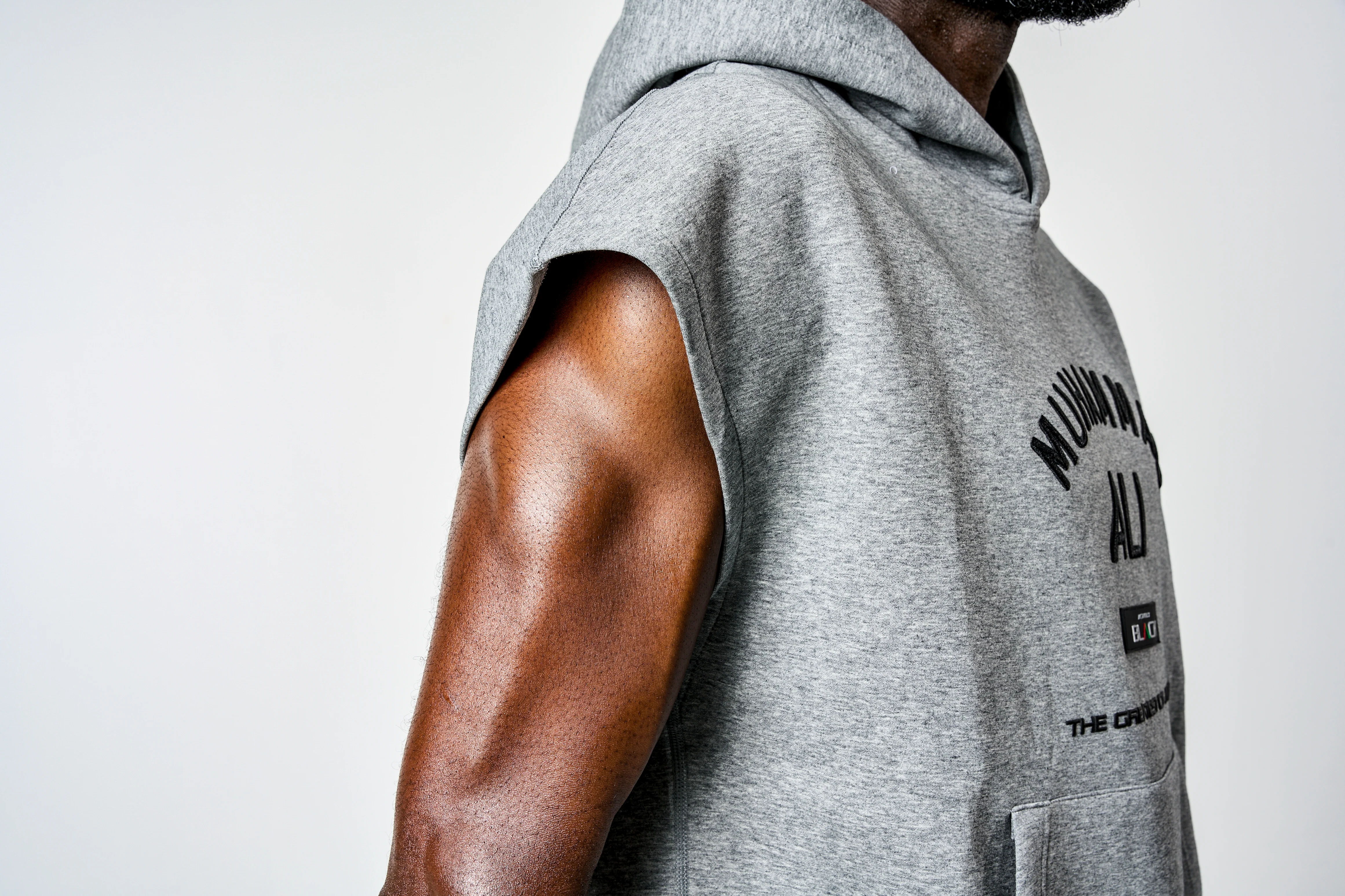 Men's Ali x Actively Black Cap Sleeve Hoodie - Image 3