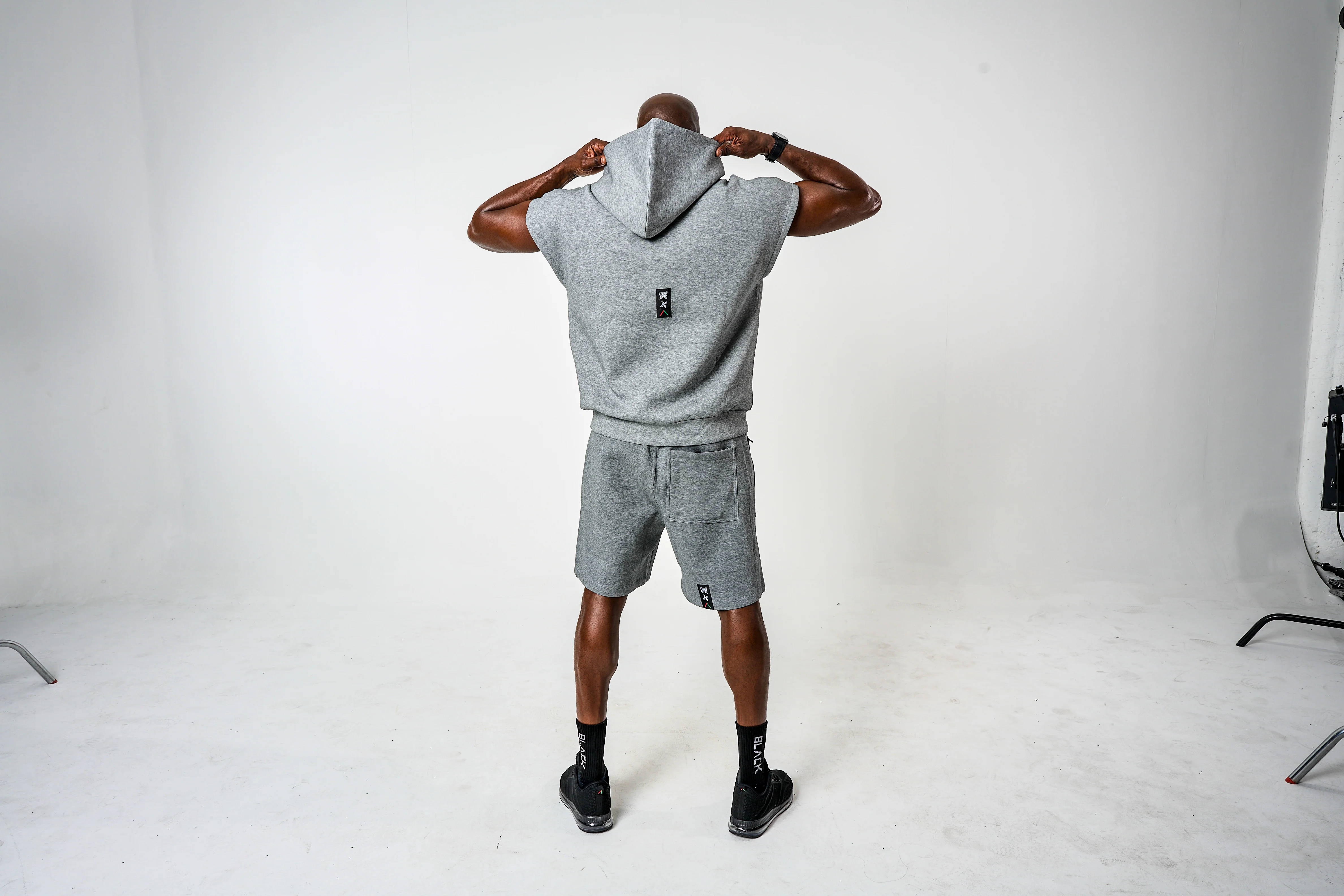 Men's Ali x Actively Black Cap Sleeve Hoodie - Image 9