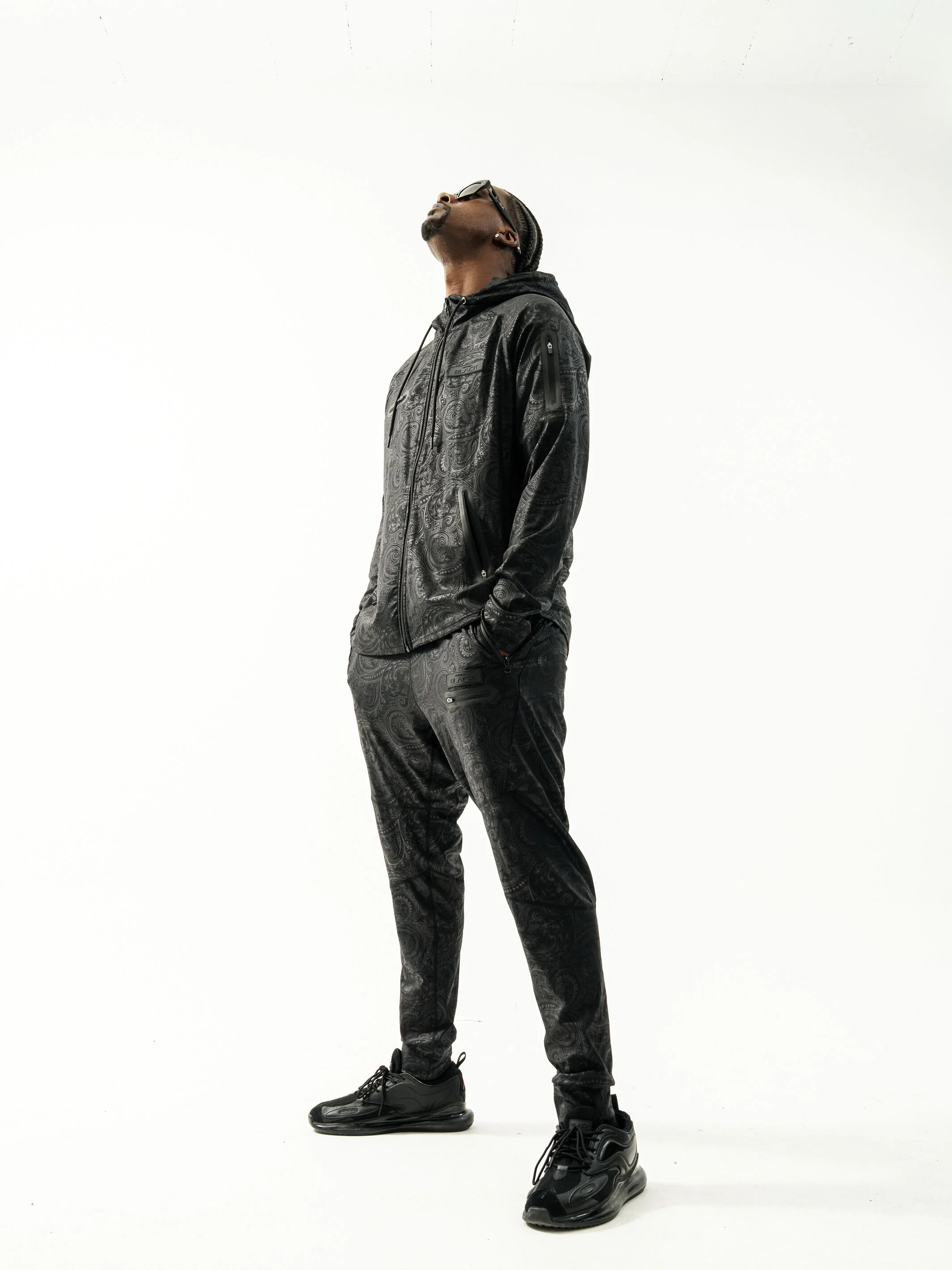 Men's Black Paisley Performance Joggers - Image 2
