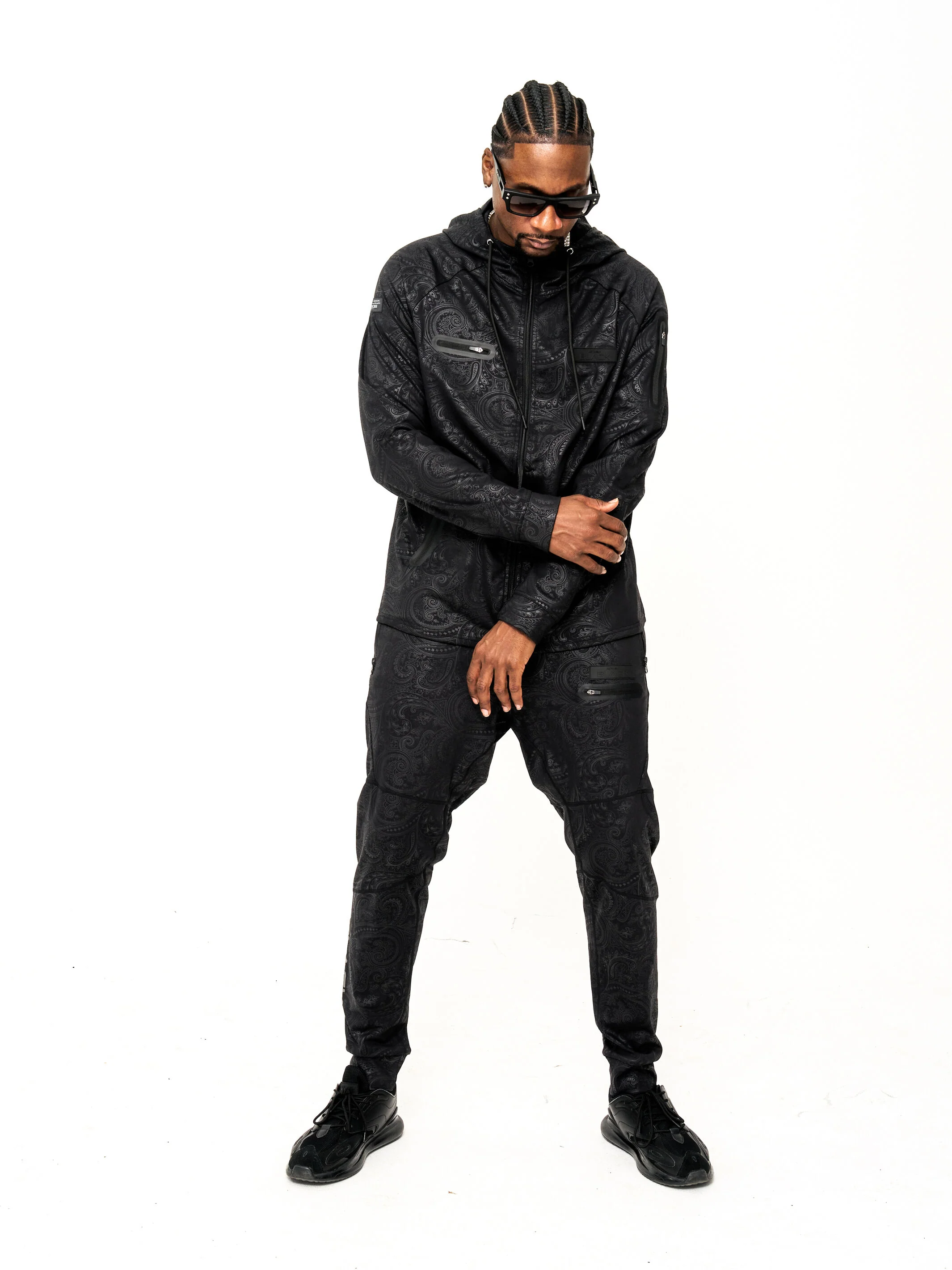 Men's Black Paisley Performance Joggers - Image 3
