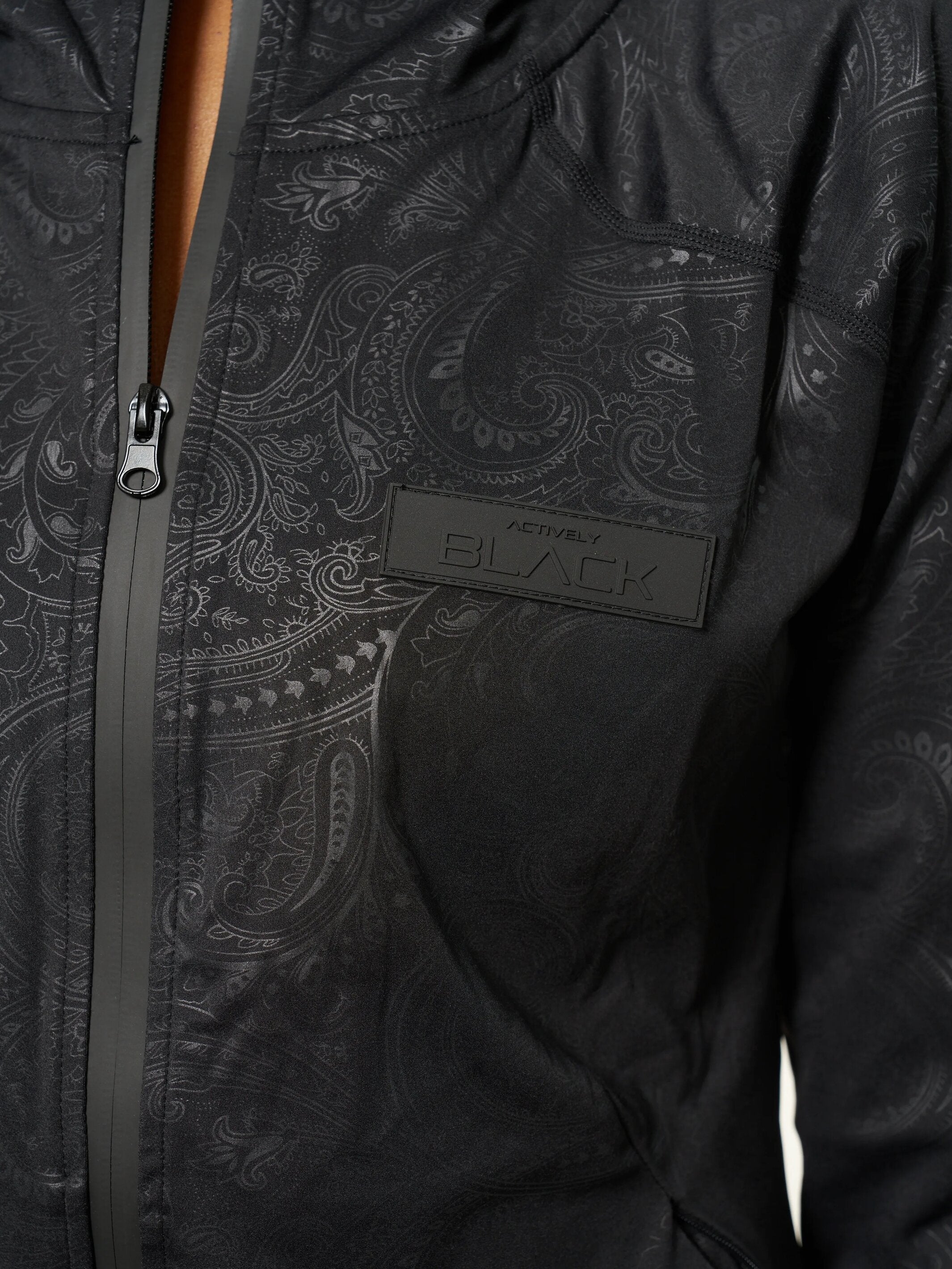 Women's Black Paisley Zipper Hoodie - Image 3