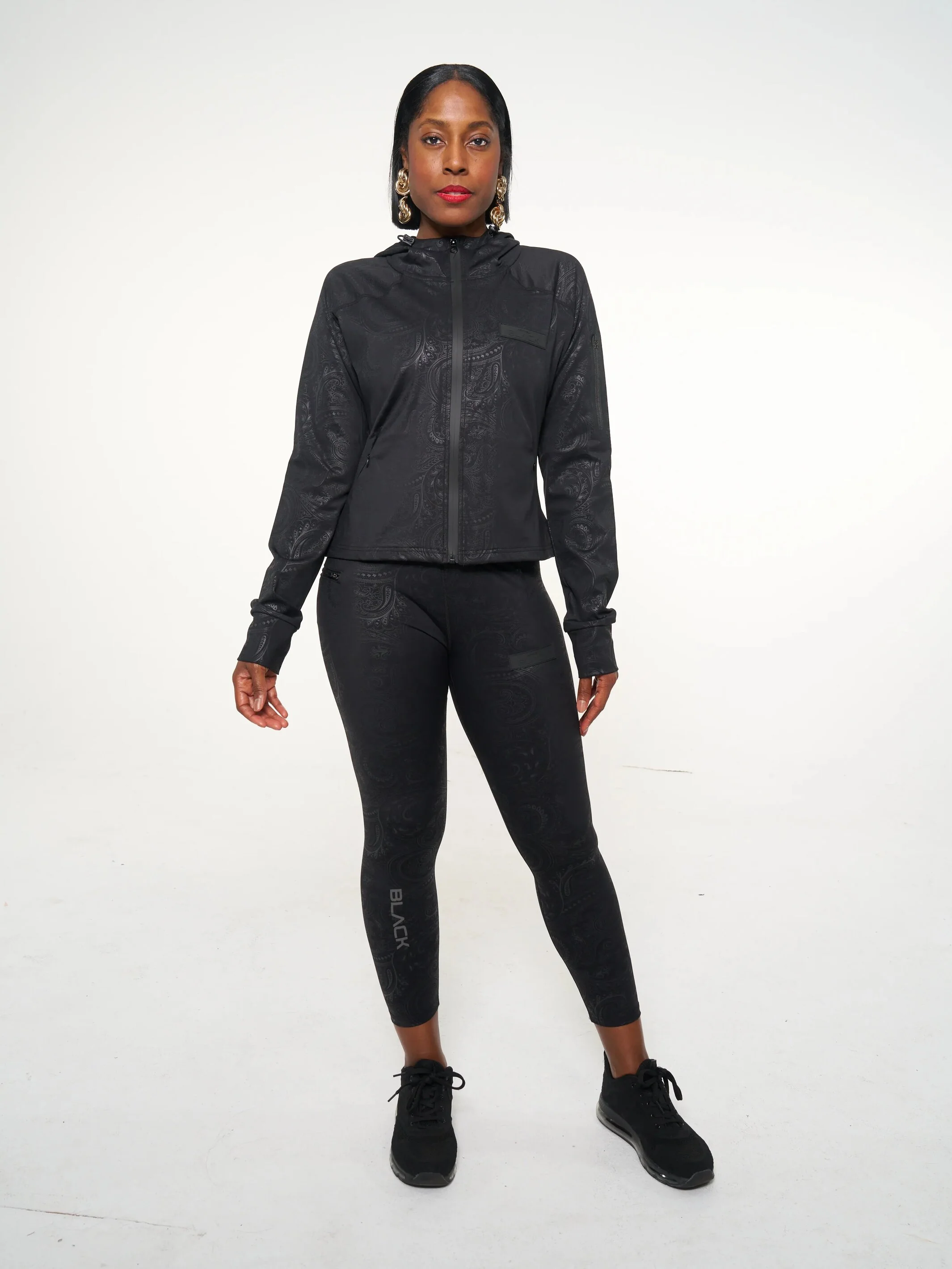 Women's Black Paisley Zipper Hoodie - Image 4