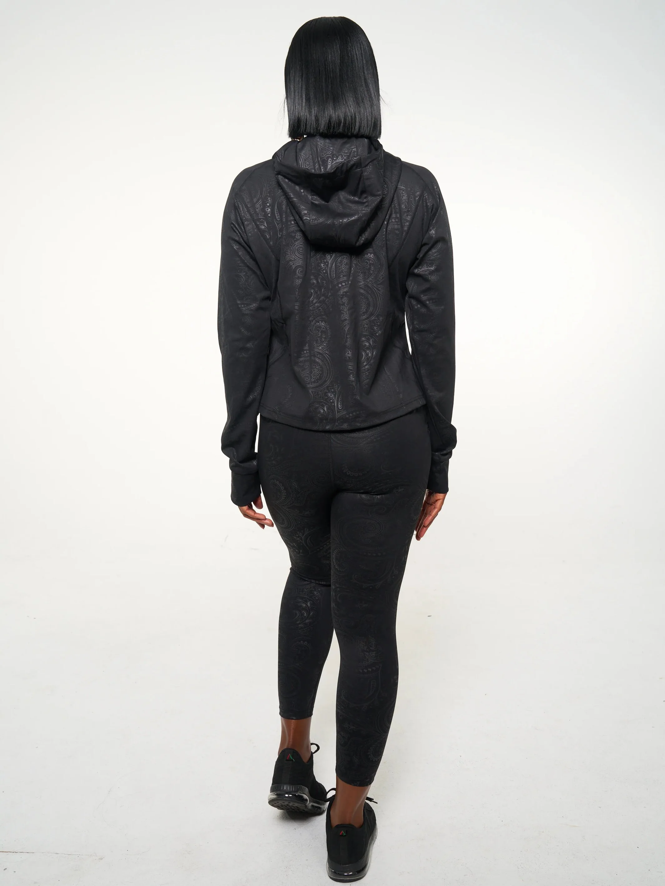 Women's Black Paisley Zipper Hoodie - Image 5