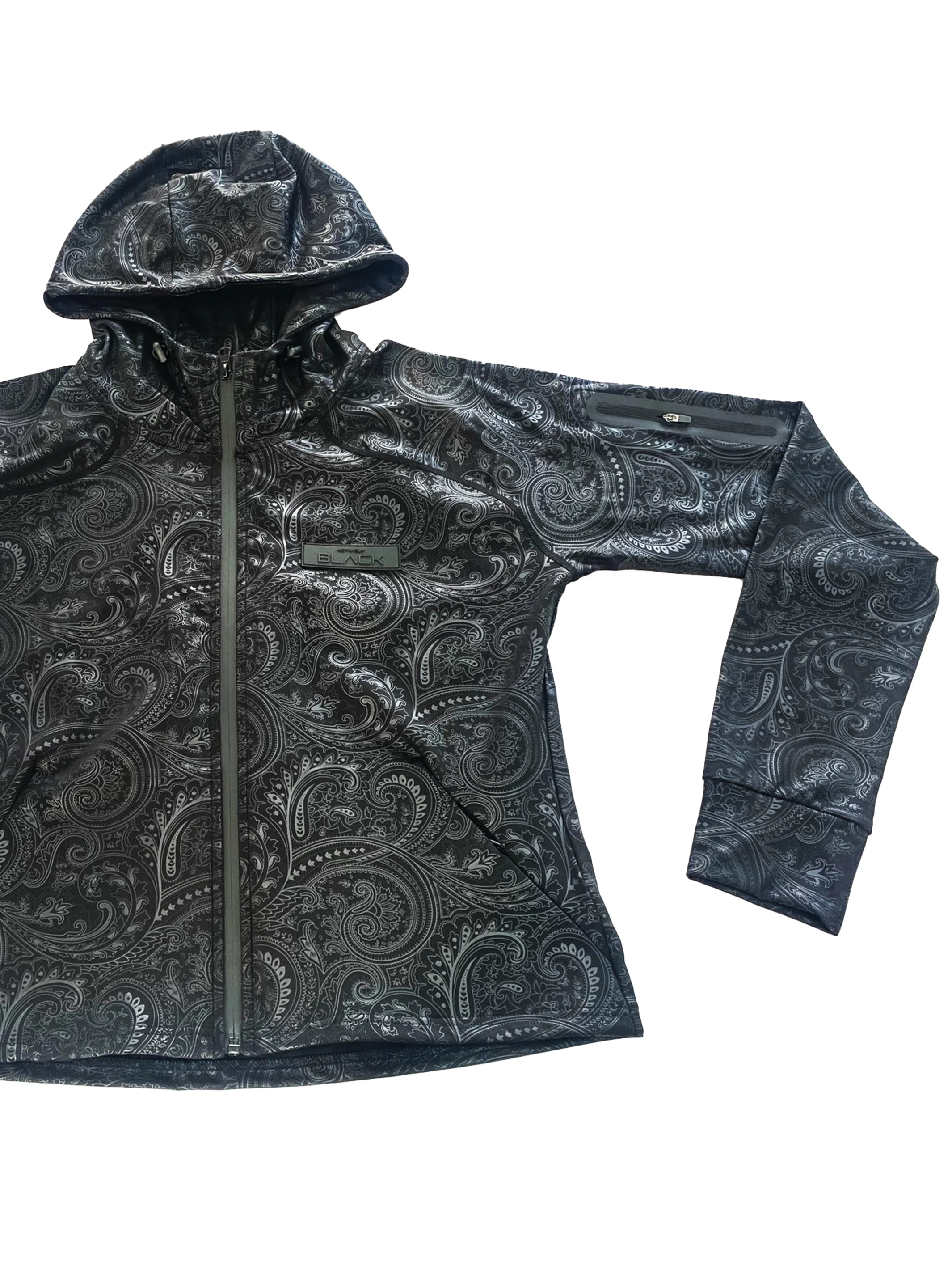 Women's Black Paisley Zipper Hoodie - Image 7