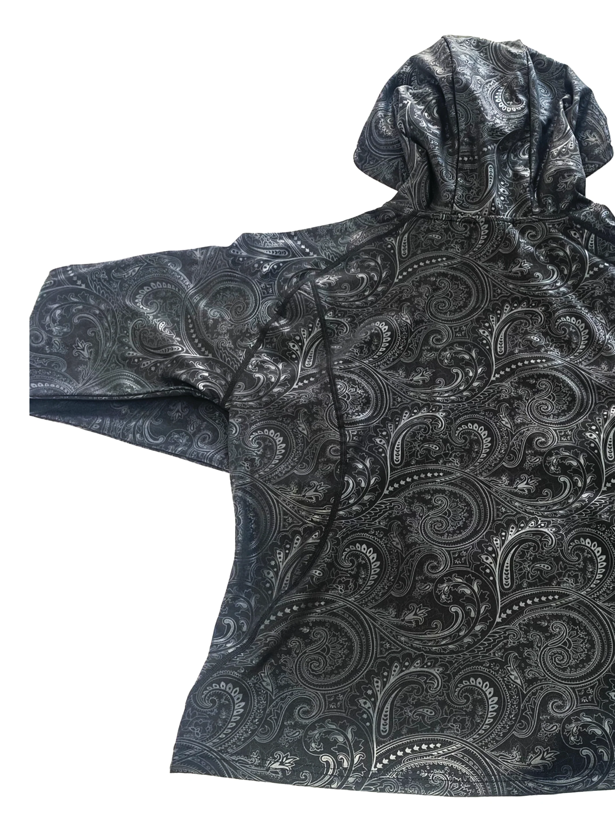 Women's Black Paisley Zipper Hoodie - Image 8