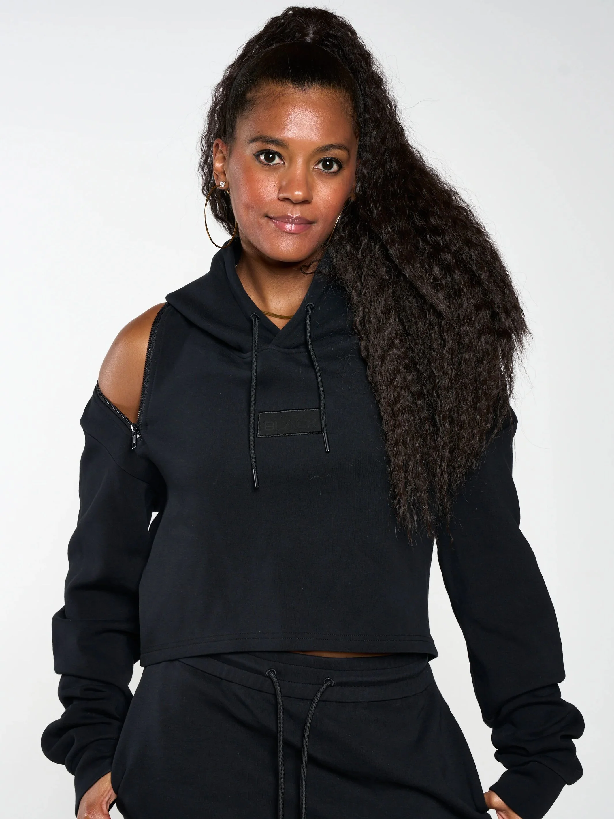 Women's Embossed Patch Crop Hoodie - Image 16