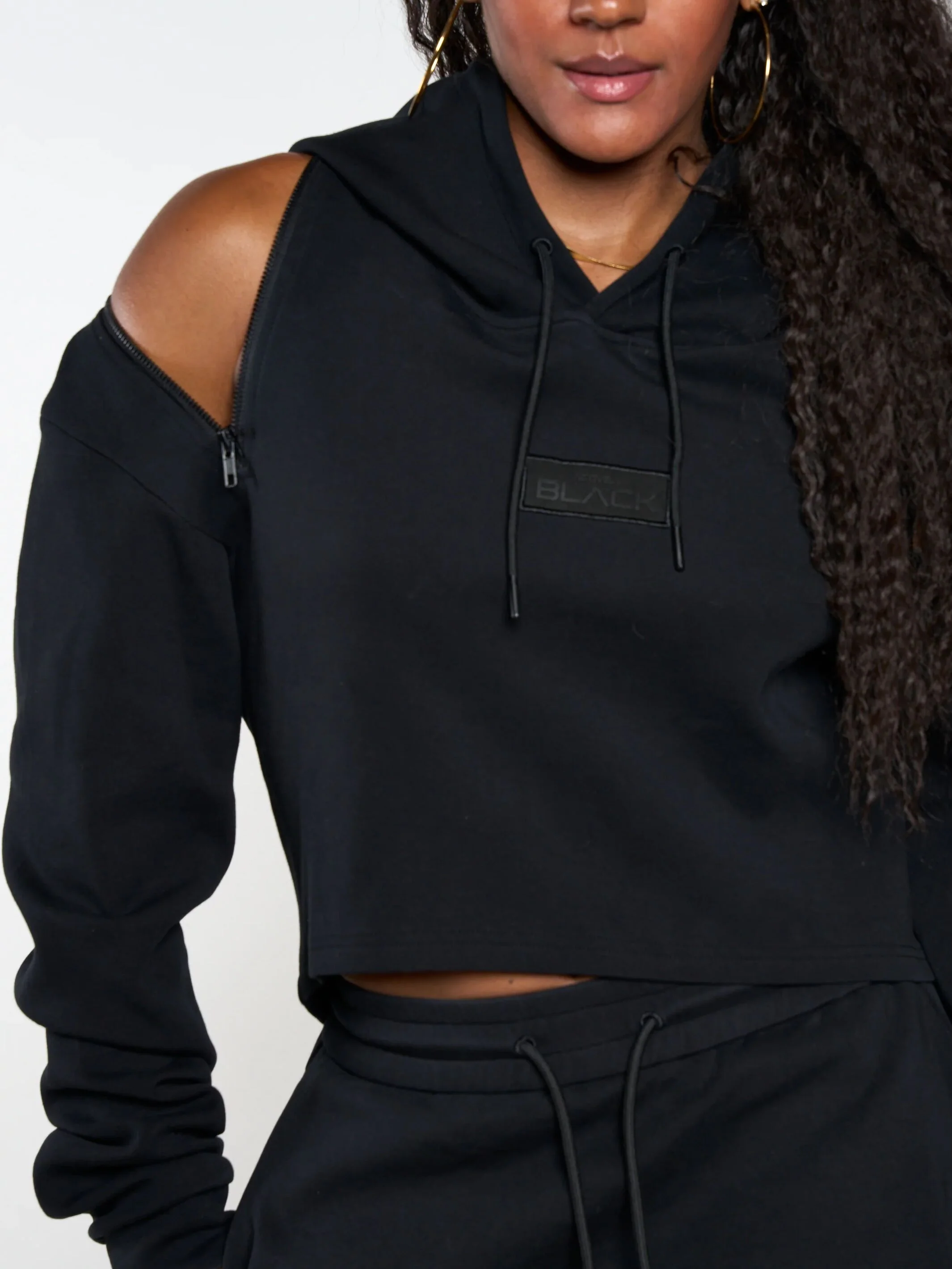 Women's Embossed Patch Crop Hoodie - Image 30