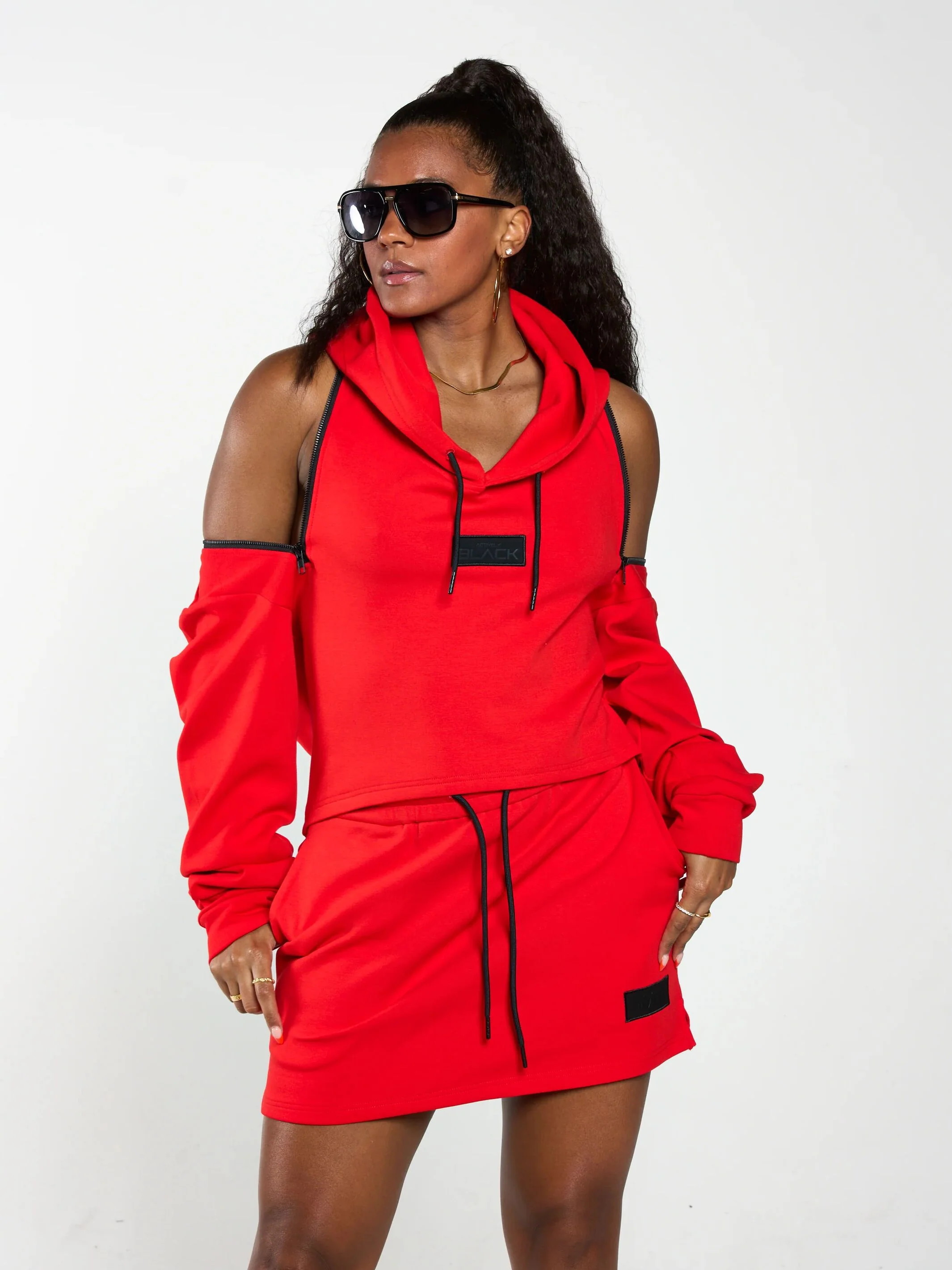 Women's Embossed Patch Crop Hoodie - Image 36